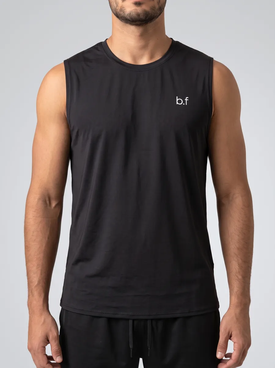 Regata masculina preta com o logo b.f no peito